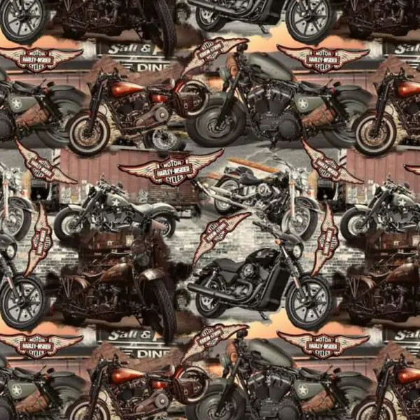 Baumwolljersey "Motorräder"