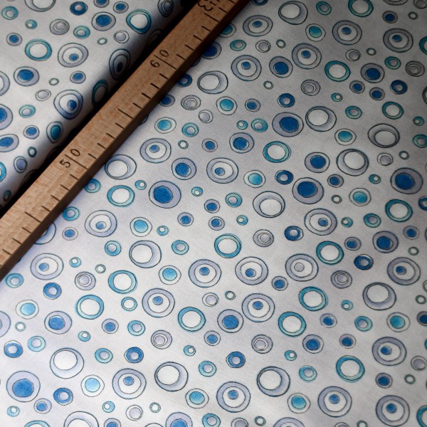 Bomuld “Flora Bleu cirkler“ by Loralie