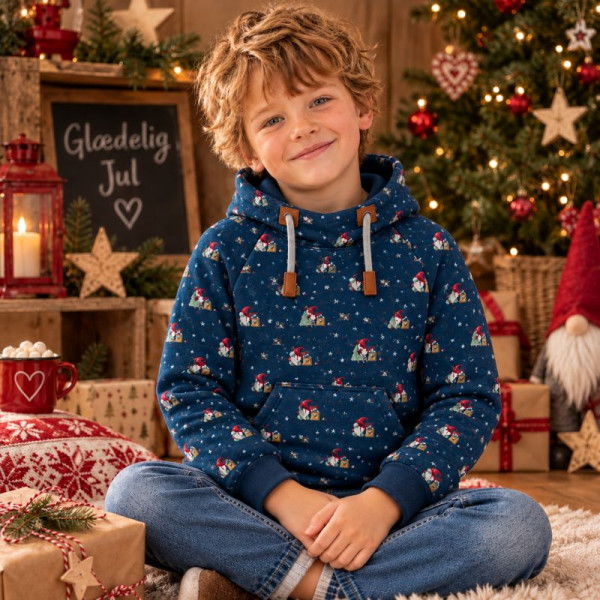 Snitmønster Hoodie “Noa“ Kids str 74 - 164