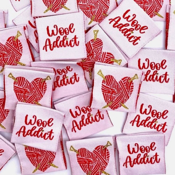 Label "Wool Addict" 25 x 25 mm