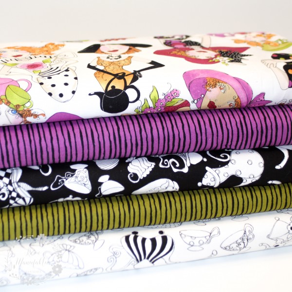 Bomuld “Ladies Tea“ striber gul/sort by Loralie