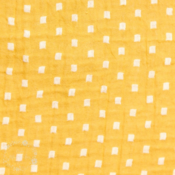 Double Gauze sennep med firkanter