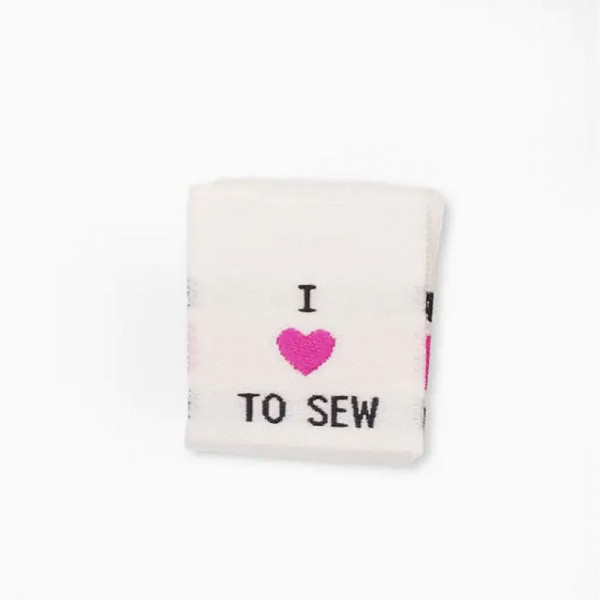Klapp-Weblabel "I love to sew" 20 x 22 mm