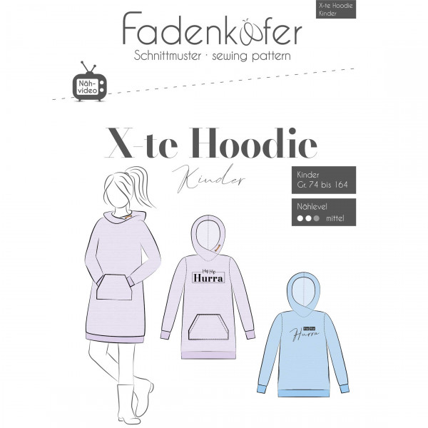 Snitmønster "X-te Hoodie" Kids str 74 - 164