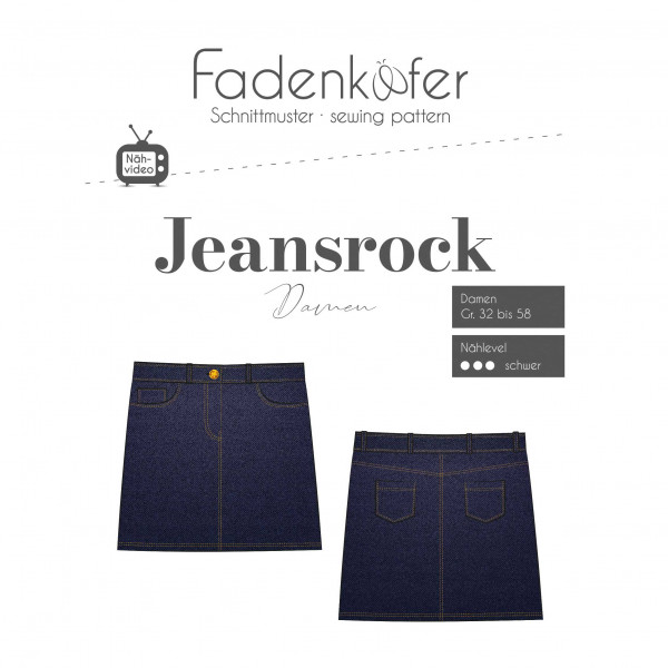 Snitmønster Nederdel "Jeansrock" Dame str 32 - 58