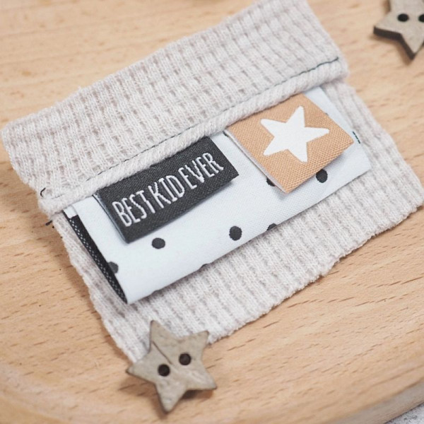 Klapp-Weblabel "Stern" cognac 15 x 22 mm