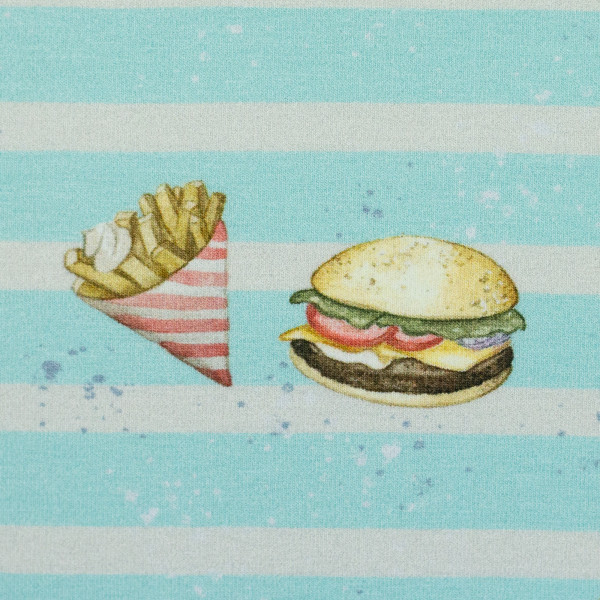 Bomuldsjersey "Beach" Burger und Pommes Frites
