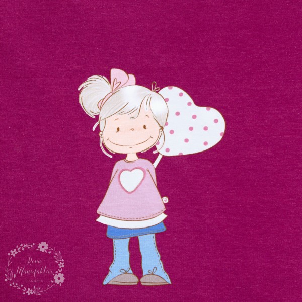 60 cm French Terry Panel "Herzmädchen" by emmapünktchen