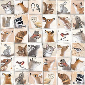 Bomuld “Woodland Friends - Animal Patch Tan“ by Sarah Summers