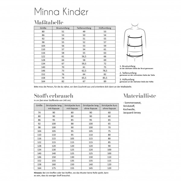 Snitmønster Cardigan “Minna“ Kids str 74 - 164