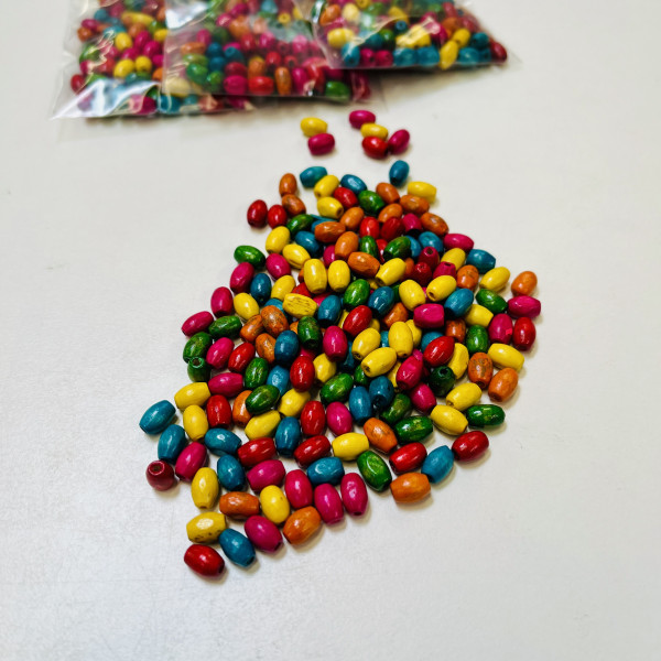 1 lille pose træperler "Oval"