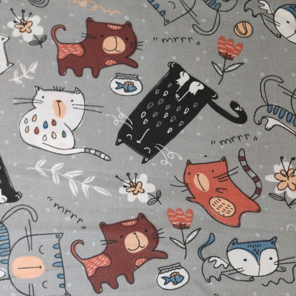Bomuld “Cats Meow“ 12456-grey