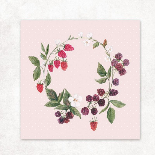 Vævet etiket "Beerenkranz" 70 x 70 mm