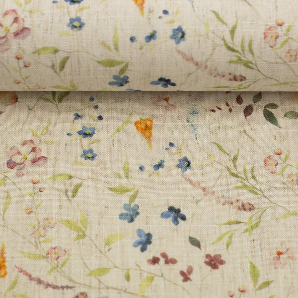 Gewebte Leinen-Viskose-Mischung "Madeira" mit kleinen Blumen