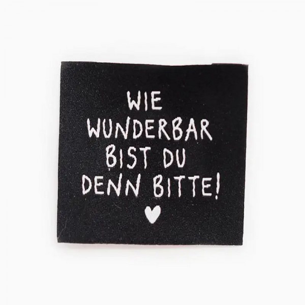 Vævede stofmærker "Wie wunderbar" 35 x 35 mm