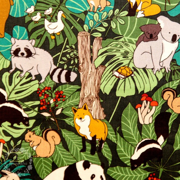 Bomuld Menagerie Animals in Tree" multi