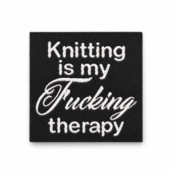 Label "Knitting is my Fucking therapy" 35 x 35 mm