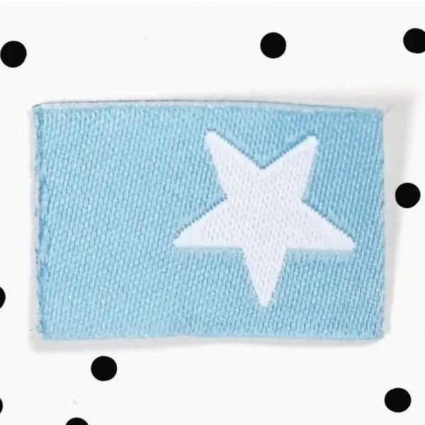 Klapp-Weblabel "Stern" hellblau 15 x 22 mm