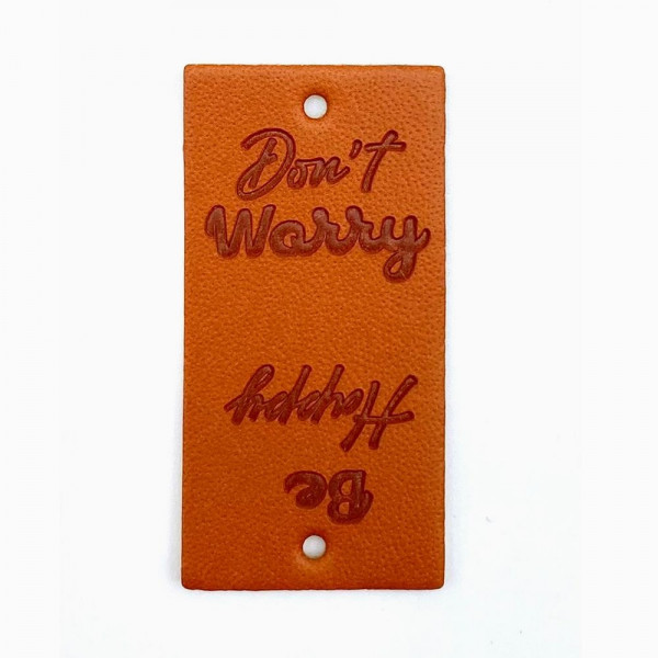 Kunstlæder etiket "Don't worry - Be happy" 50 x...