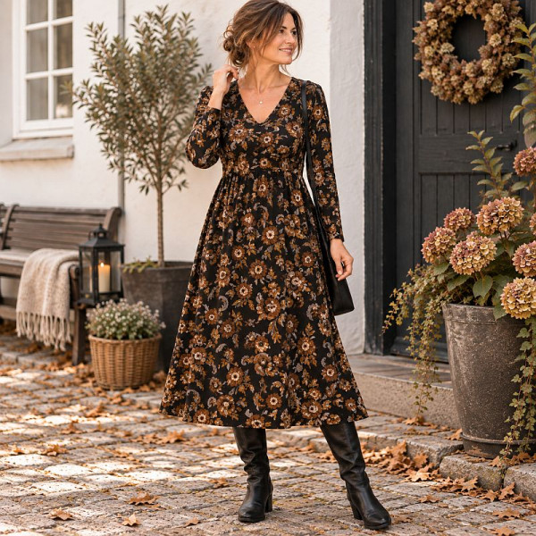 Viscose-Jersey "Efteråret blomster"