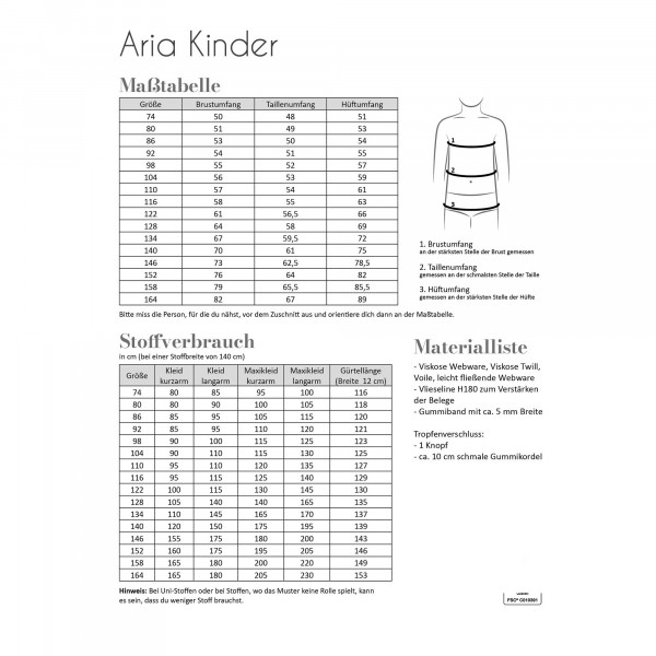 Snitmønster Kjole "Aria" Kids str 74 - 164