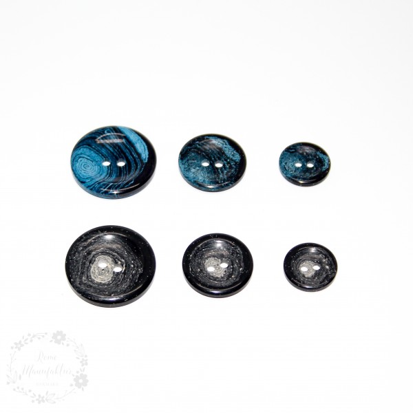 2-hul-knap "Genanvendt hamp og polyester" blå (15 - 25 mm)