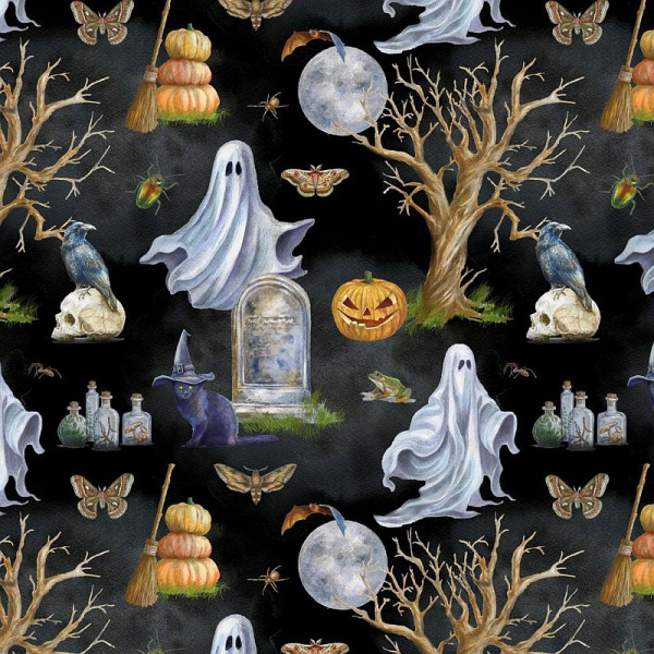 Bomuld “Happy Haunting“ Halloween