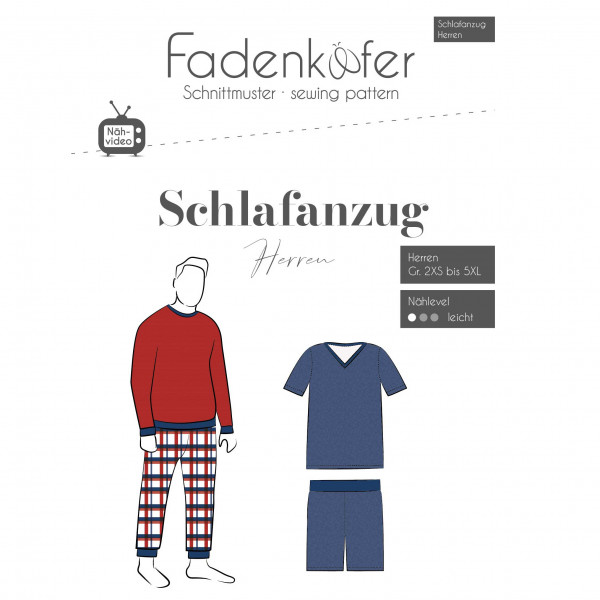 Papierschnittmuster "Schlafanzug" Herren Gr. 2XS - 5 XL