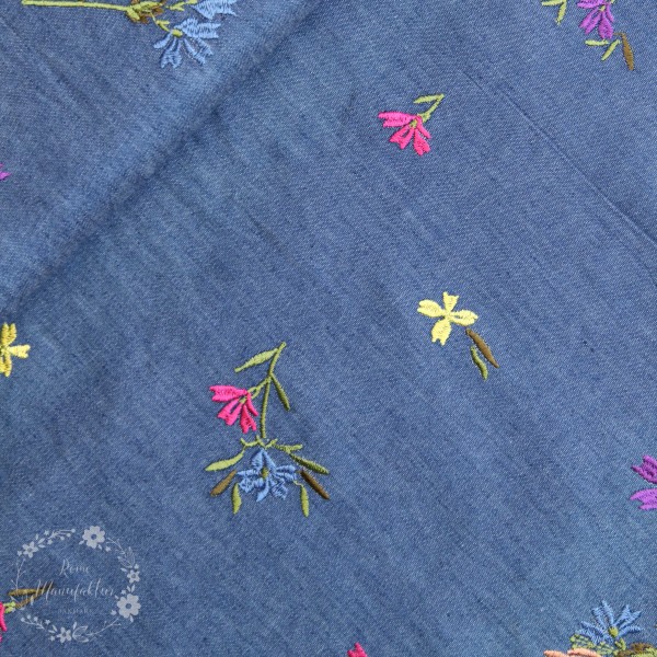 Let-Demim med broderi "Blomster"