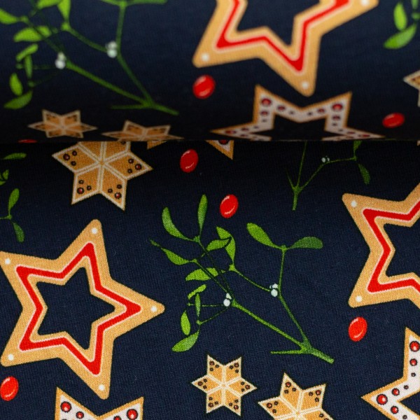 Bomuldsjersey "Feliz Navidad" Cookies & Mistletoe