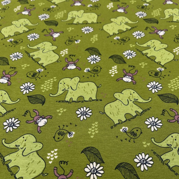 Bomuldsjersey “Min lille elefant“ grøn