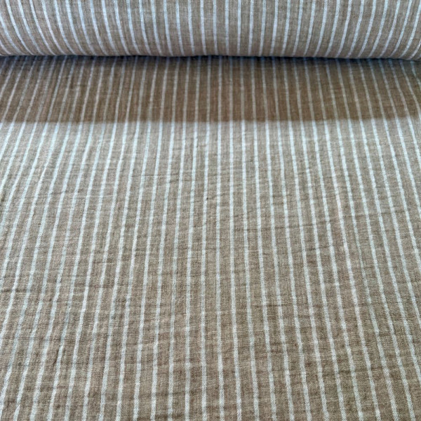 Double Gauze med striber taupe