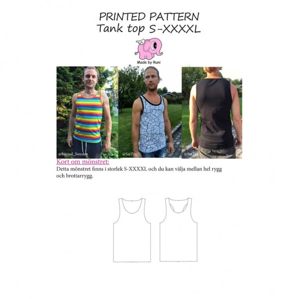 Snitmønster til mænd "Every day Tank Top" str S - XXXXL