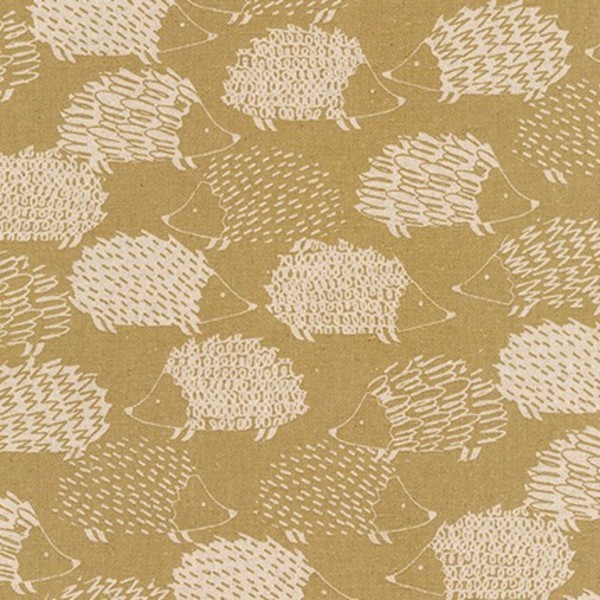 Cotton flax prints "Hedgehogs in Tan" by Robert...