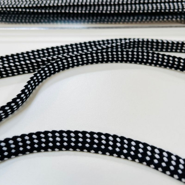 10 mm Flad Snør ternet sort/hvid