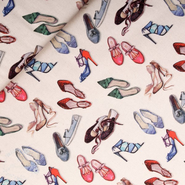 Dekostof "Shoes" natur