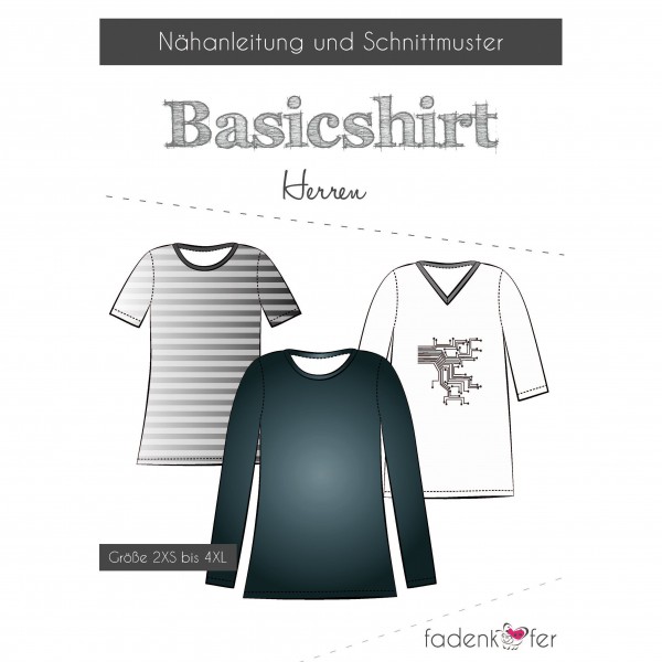 Papierschnittmuster "Basicshirt" Herren Gr. 2XS...