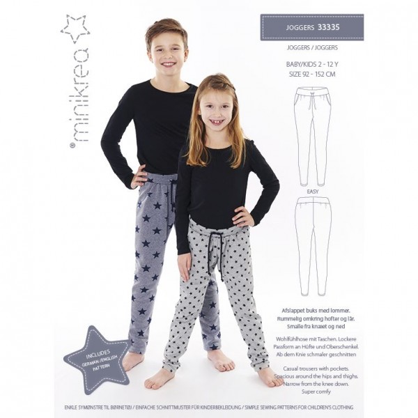 MiniKrea Snitmønster 33335 "Joggers" str 92 - 152 (2 - 12 Y)