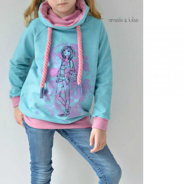 Snitmønster Hoodie “Noa“ Kids str 74 - 164