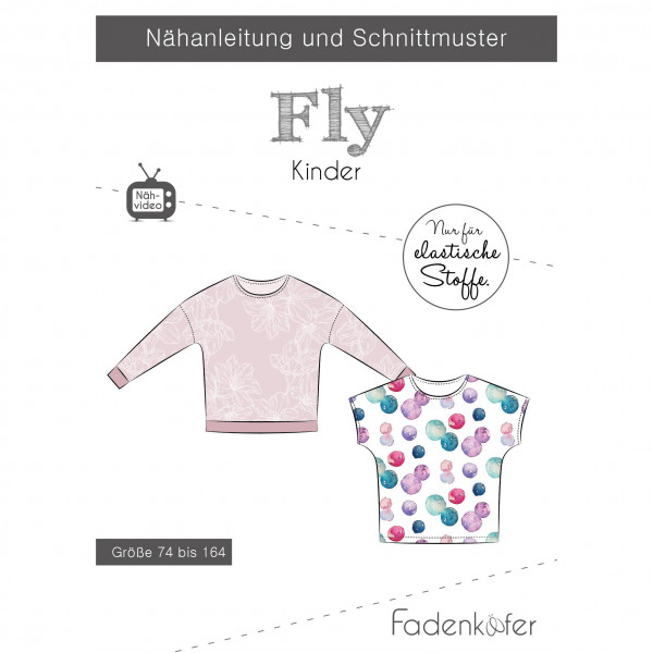 Snitmønster Børne-Shirt "Fly" str 74 - 164