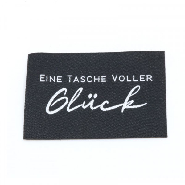 Vævet etiket "Glück" 57 x 38 mm