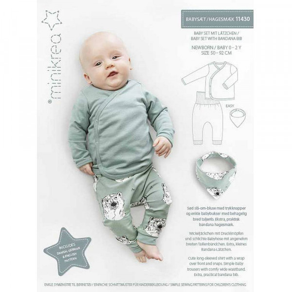 Papierschnittmuster 11430 "Baby Set mit Lätzchen" von minikrea 0 - 2 Jahre (Gr. 50 - 92)