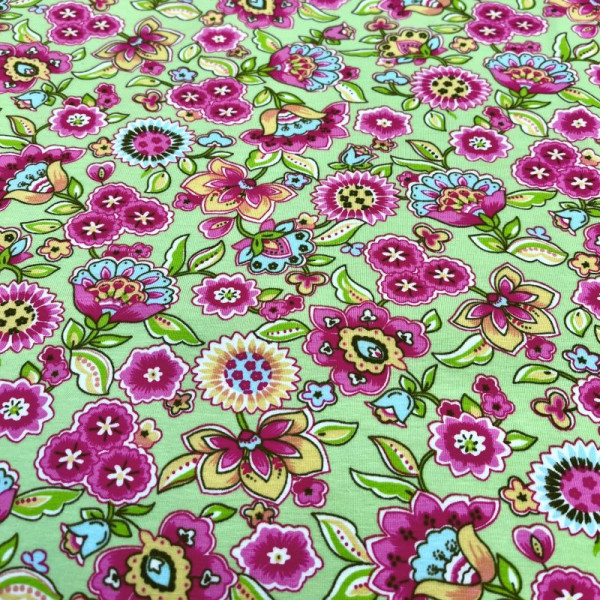 1m Bomuldsjersey "Blomsterhave"