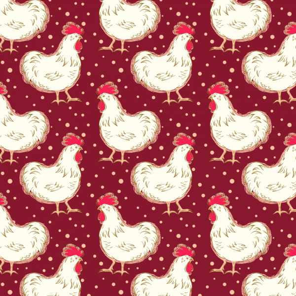Bomuld "Homestead Life - Chicken Fancy - Burgundy"