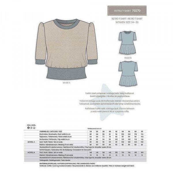 Papierschnittmuster 70270 "Retro T-Shirt" von minikrea Damen Gr. 34 - 50