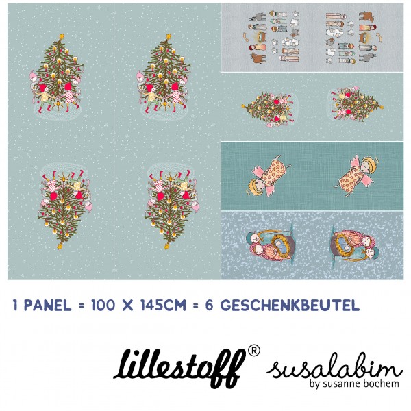 100 cm BIO-Bomuld-Panel "Weihnachtsgeschenkebeutel" fra Susalabim