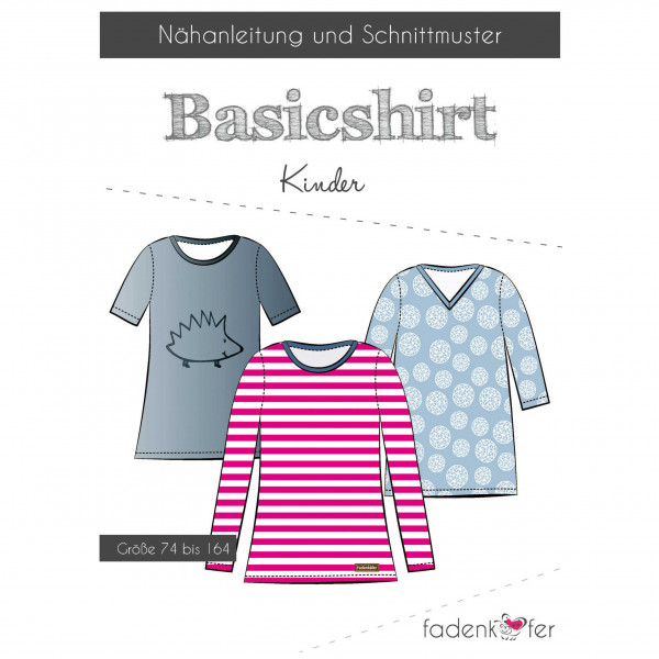 Snitmønster “Basicshirt“ Kids str 74 - 164