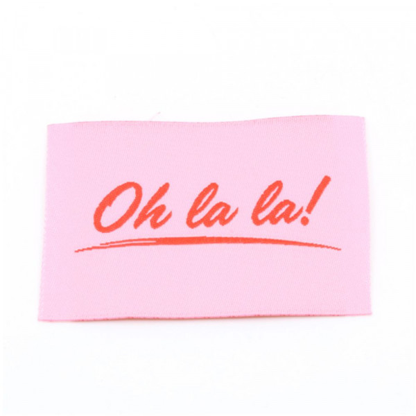 Vævet etiket "Oh la la!" 57 x 38 mm