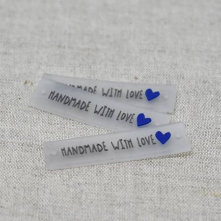 Silikone Label "Handmade withe Love" blå 10 x...