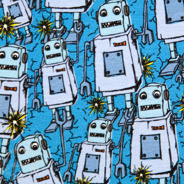 Bomuldsjersey "Happy Metal - robot 2" by Steinbeck